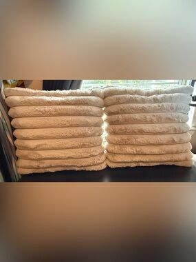 Upscale Sofa Plush Faux-Fur Throw Pillows- Cream
Set of two